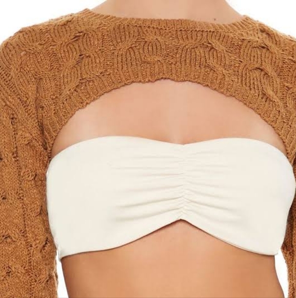 Crop Cable Knit Shrug Sweater - Picture 1 of 4